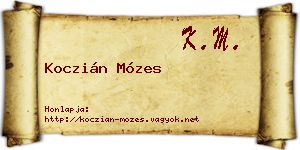 Koczián Mózes névjegykártya